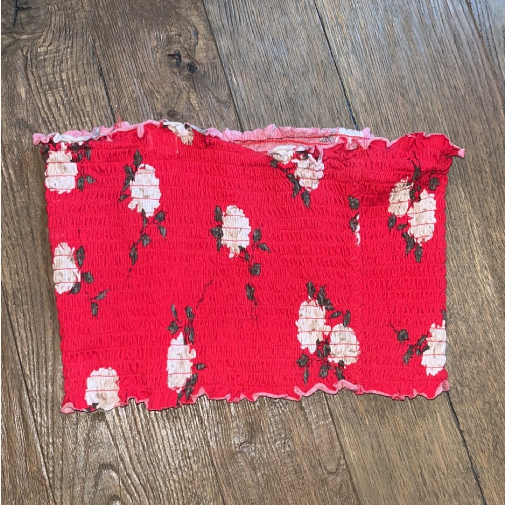 Garage Floral Red Tube Top